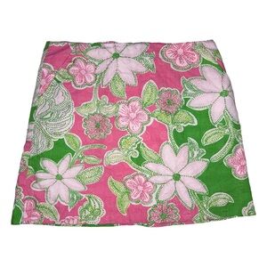 LILLY PULITZER GREEN PINK FLORAL SKIRT